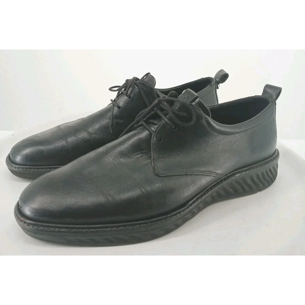 Ecco Mens Hybrid Black Leather Oxford Shoes Comfort Casual Walking SZ 11   DB3